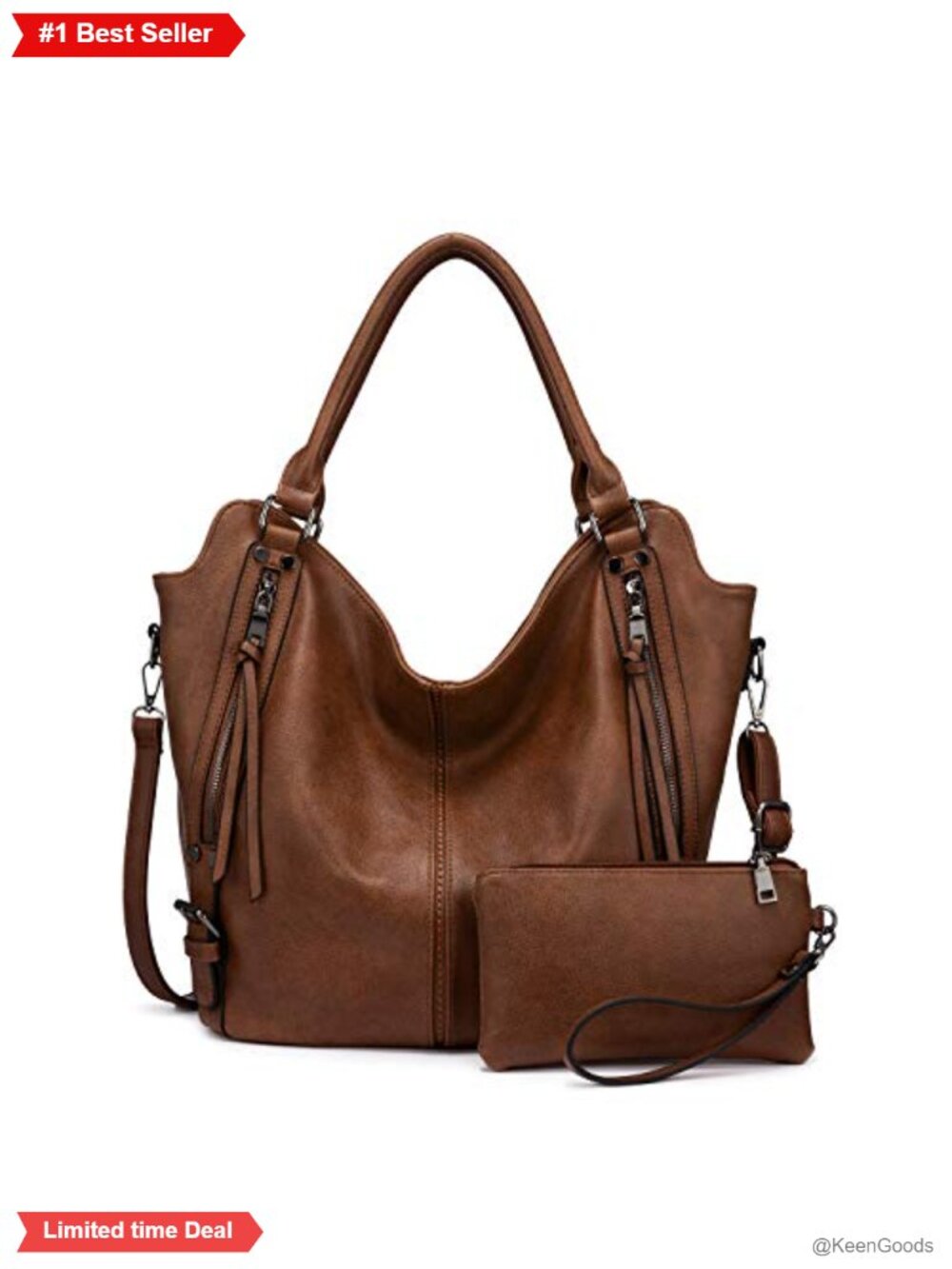 PU Leather Hobo Shoulder Bag Large Tote Purse Adjustable Strap